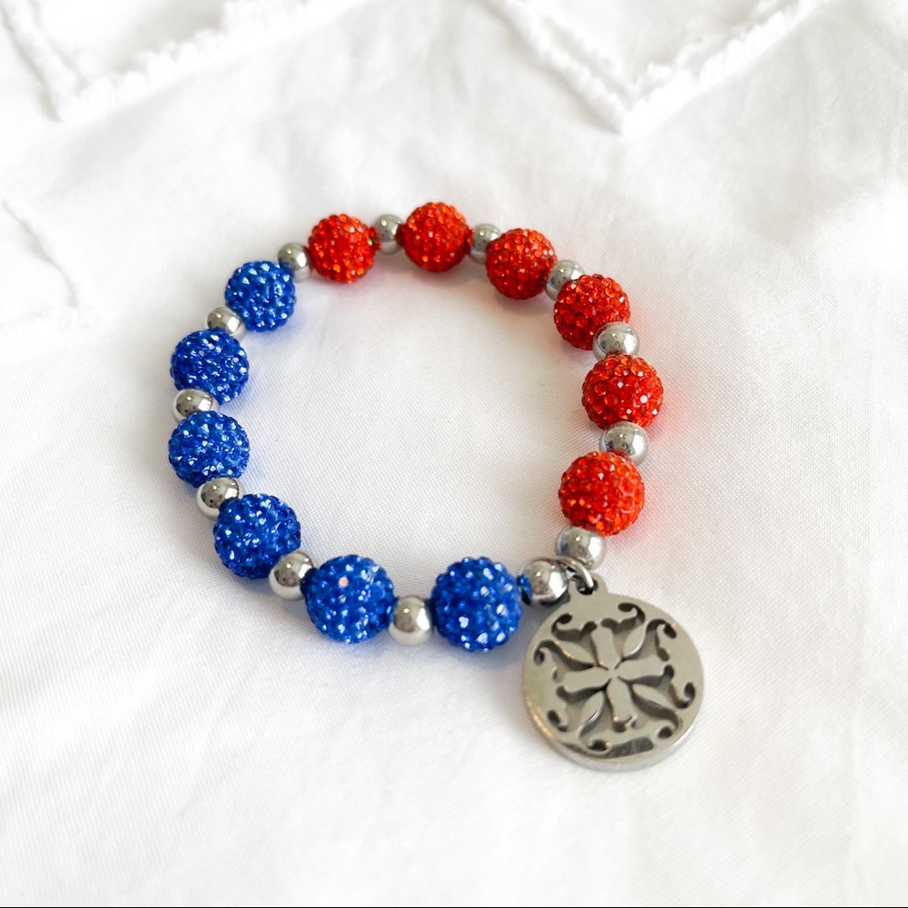 Orange and Blue Rustic Cuff Kaleidoscope Bracelet